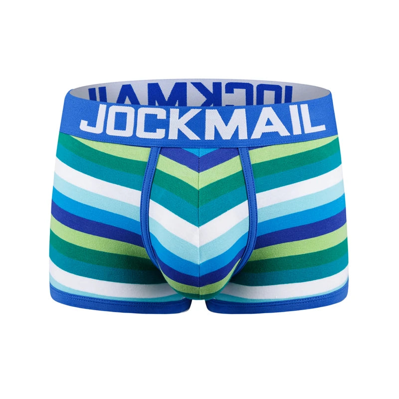 Jockmail Fashion Brand Sexy Underwear Men Boxer Rainbow Stripe Boxershorts Men Low-Rise Breathable Pouch Gay Calzoncillos Hombre