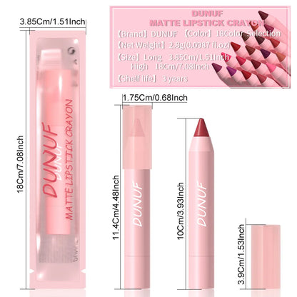 DUNUF Lipstick Pencil Waterproof Sexy Red Nude Purple Matte Tint Lipstick Lasting Lip liner Pen Longlasting Makeup Cosmetic