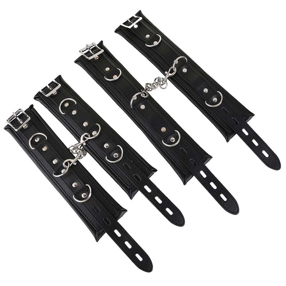 BDSM Bondage Set Stainless Steel Extend Spreader Bar Sex Slave Handcuffs Ankle Cuffs Fetish Restraints Adult Sex Toys for Couple