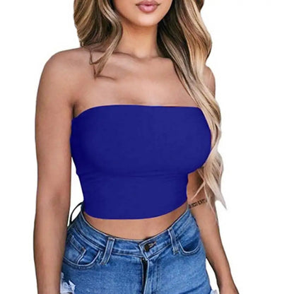 Women's Clothing Strapless Top Sexy Sleeveless Crop Top Elastic Boob Bandeau Tube Tops Shirt Cami Top топ женские топы женские