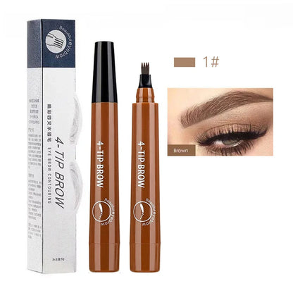 5 Colors Waterproof 4 Fork Tip Eyebrow Tattoo Pencil Long Lasting Brown Liquid Eyebrow Pen Eye Cosmetics Women Beauty Makeup