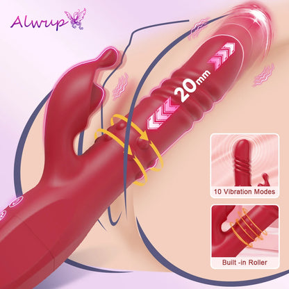 Rabbit Vibrator For Women Powerful G Spot Telescopic Rotating Clitoris Vagina Stimulator Female Masturbator For Adult Sexy Toys