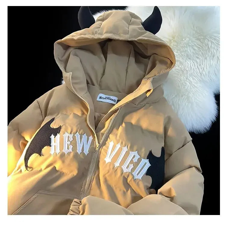 Couples Winter Devil Bread Clothing Casual Hooded Jacket Embroidered Cotton-padded Y2K Jackets Coats New Jacket In Winter 2023