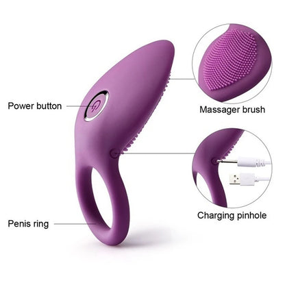 Clitoris Stimulator Penis Ring Vibrating G-Spot Delay Lick Vagina Orgasm Lock Fine Vibrating Cock Ring Sex Toys For Couple Rings