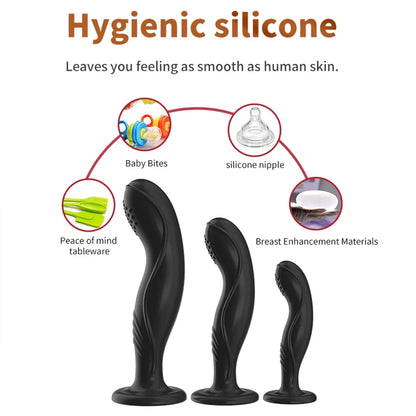 Suction Silicone Anal Plug Sex Toy for Men and Women with SM Stimulating G-spot Large Anal Masturbation Dildo Prostatic Massage