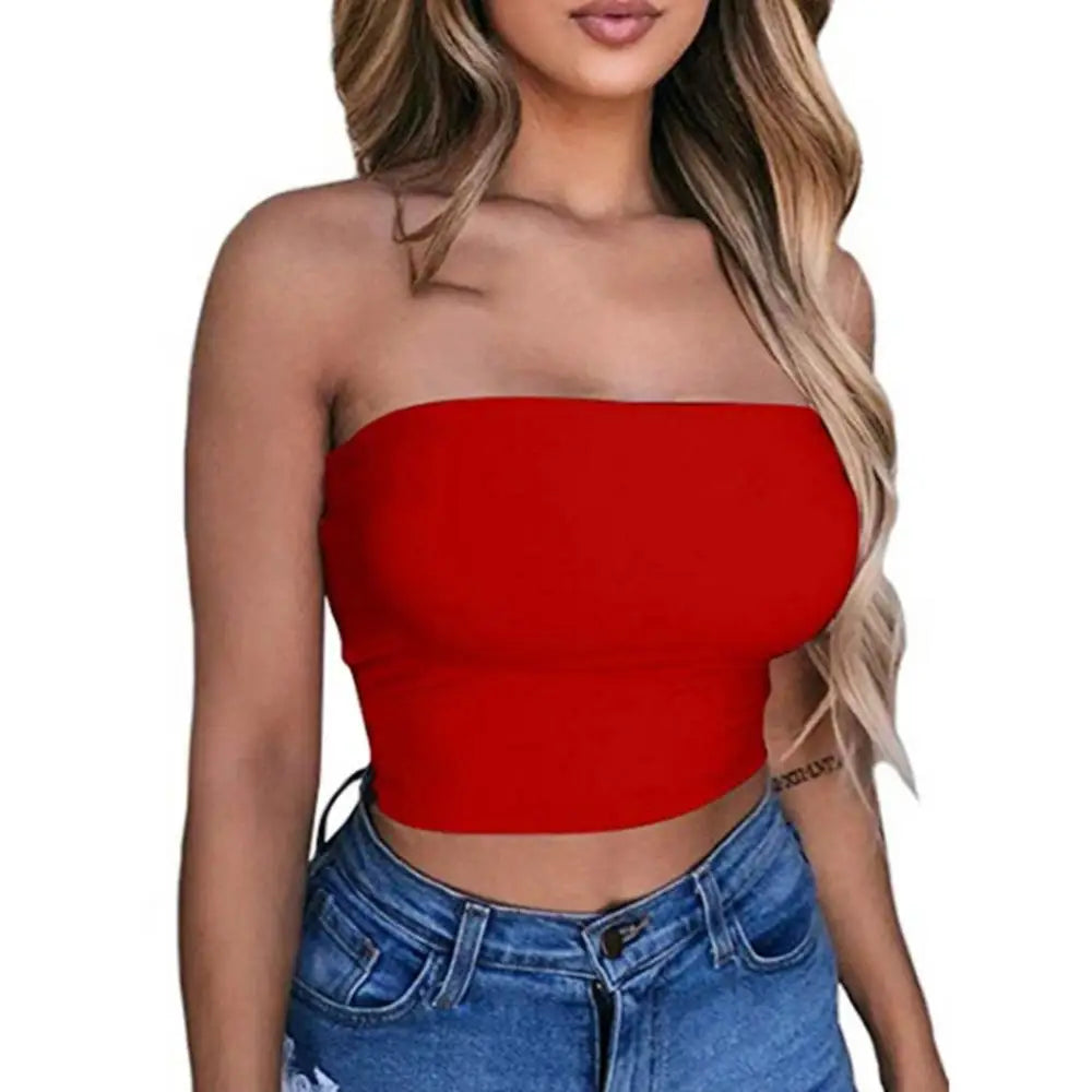 Women's Clothing Strapless Top Sexy Sleeveless Crop Top Elastic Boob Bandeau Tube Tops Shirt Cami Top топ женские топы женские