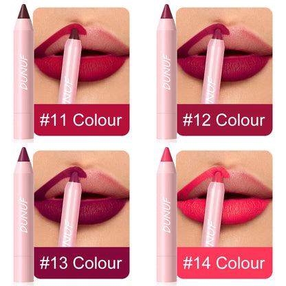 DUNUF Lipstick Pencil Waterproof Sexy Red Nude Purple Matte Tint Lipstick Lasting Lip liner Pen Longlasting Makeup Cosmetic