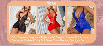 Sexual Woman Lingerie Horny Suit Women Back Night Outfit Women's Bodysuit Deep V lace dress Sexy Bras Erotic Costume Sex Clothes