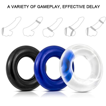 3pcs Male Penis Ring Cock Ring Delay Ejaculation Scrotal Binding Ball Stretcher Enlargement Silicone Cockring Sex Toys For Men