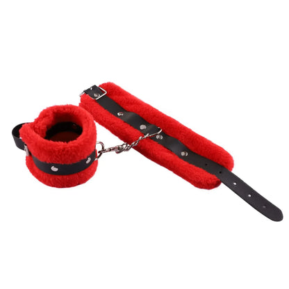 SM Handcuffs Toy Adjustable PU Leather Plush Handcuffs Blindfold Masks Restraints Bondage Sex Toy For Adults Games Accessories