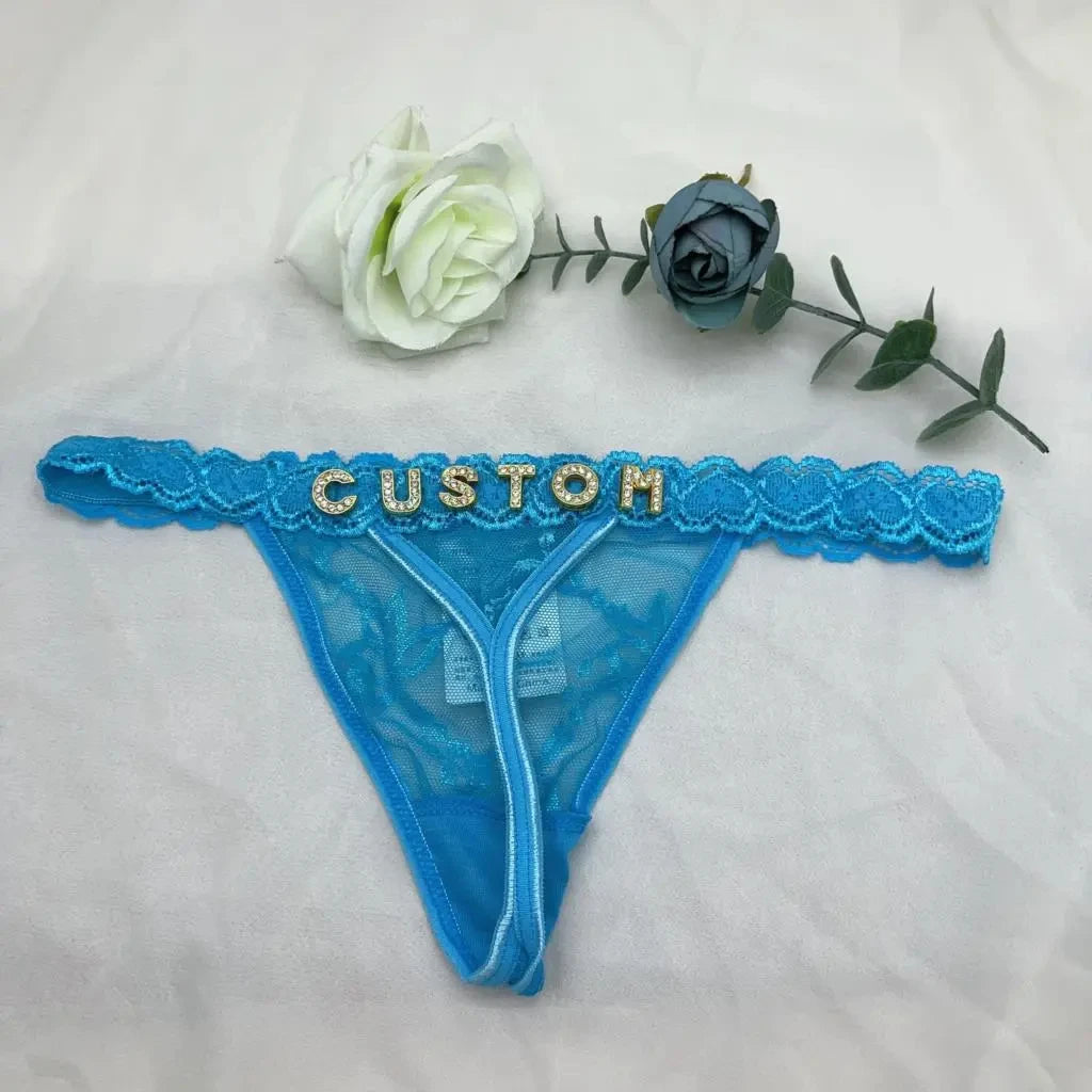 Custom Name Thongs Letters Name Sexy Lace Bikini Panties Personalized G-Strings Lingerie Underwear Valentine's Day Women Gifts