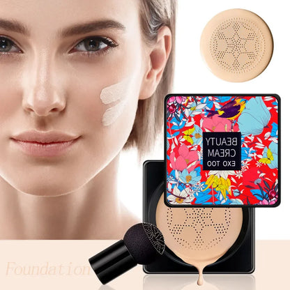 BB Cream Mushroom Head Air Cushion with Powder Puff Moisturizing Brightening Foundation Concealer CC Cream Base Makeup Cosmetics