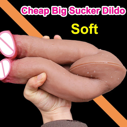 Big Sucker Flesh Realistic Thick Soft Dildo Vaginal Masturbators Silicone Dick Suction Cup Penis Anal Plug Sex Toy for Men Women