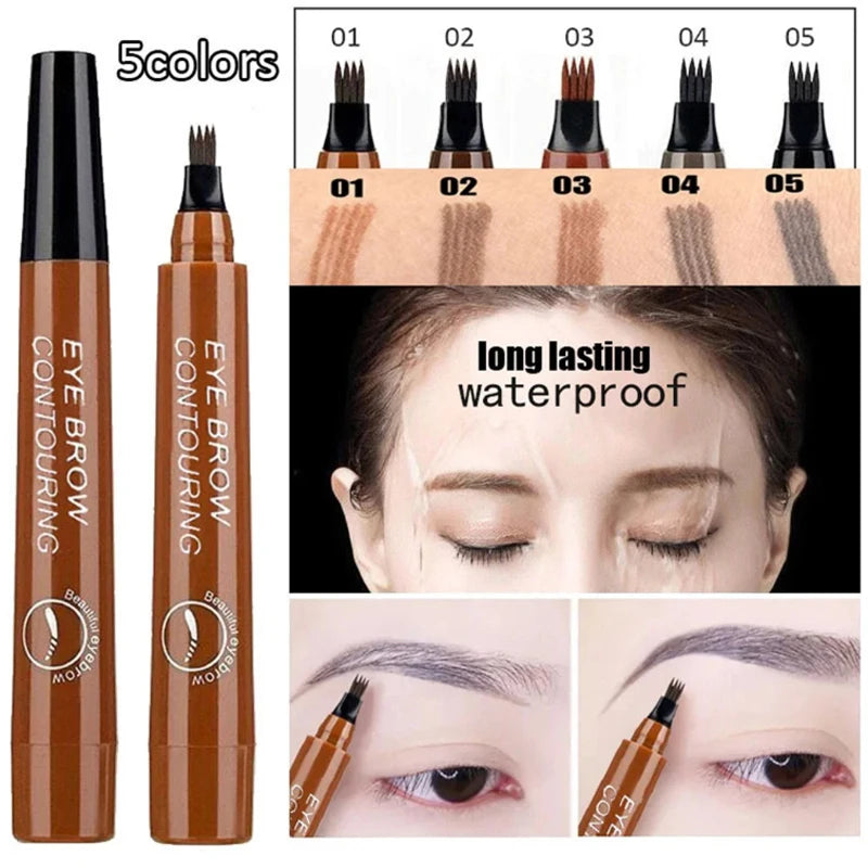 4 Point Eyebrow Pencil Maquillajes Para Mujer Waterproof Liquid Eyebrow Pen Makeup Long Lasting Makeup Microblade Brow Pencil