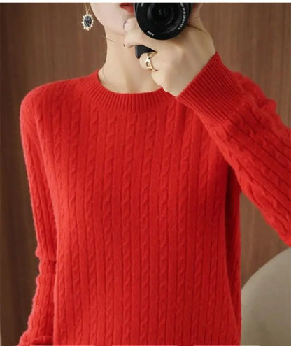 Autumn Winter Temperament Female Solid Color Knitted Tops 2023 Fashion V-Neck All-match Long Sleeve Sweaters Women's Clothing