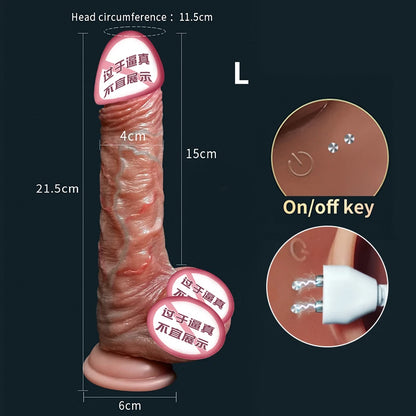 8.46inch Realistic Penis Dildo Vibrator Heating Sliding Foreskin Skin Female Masturbation Huge Dick Adult Sex Toys for Women