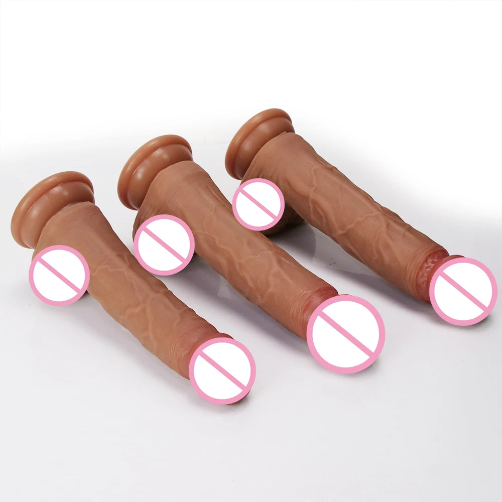 Soft Dildo Realistic Penis Adult Sexy Toys for Woman Men Vagina Anal Massage stimulator Silicone Layer Dildo with Suction Cup