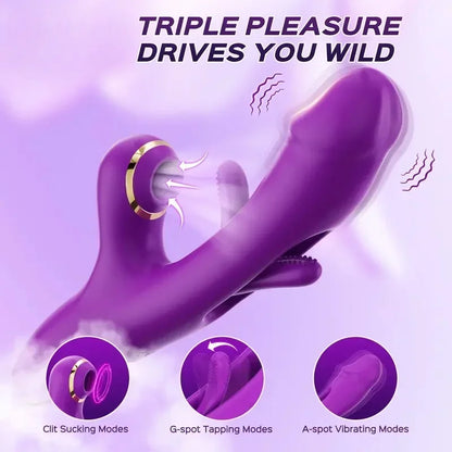 3-IN-1 Rabbit Vibrator Powerful Sucking Licking Nipples Clitoral Stimulator Massager Female G-Spot Finger Dildo Adult Sex Toys