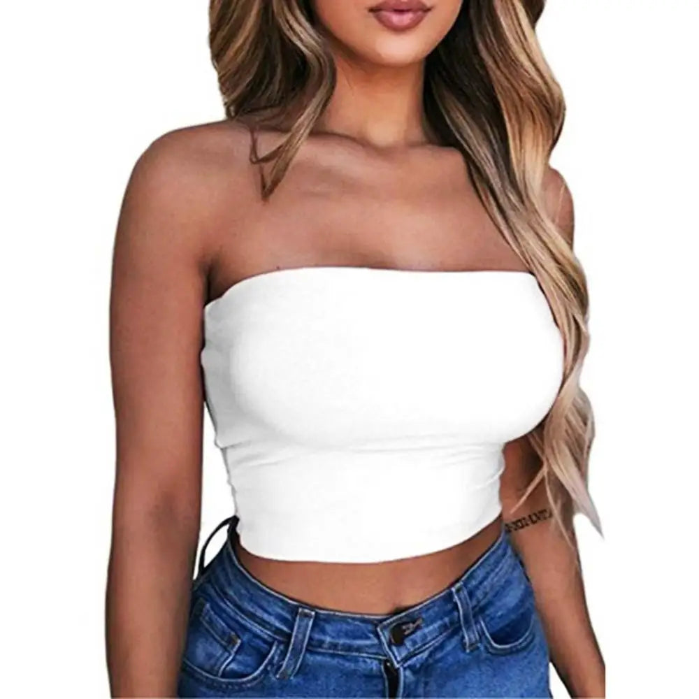 Women's Clothing Strapless Top Sexy Sleeveless Crop Top Elastic Boob Bandeau Tube Tops Shirt Cami Top топ женские топы женские