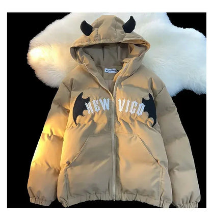 Couples Winter Devil Bread Clothing Casual Hooded Jacket Embroidered Cotton-padded Y2K Jackets Coats New Jacket In Winter 2023