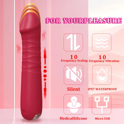 Telescopic G-Spot Vibrators for Women Dildo Clitoris Vagina Stimulator Thrusting Wand Female Masturbator Sex Machine for Adult