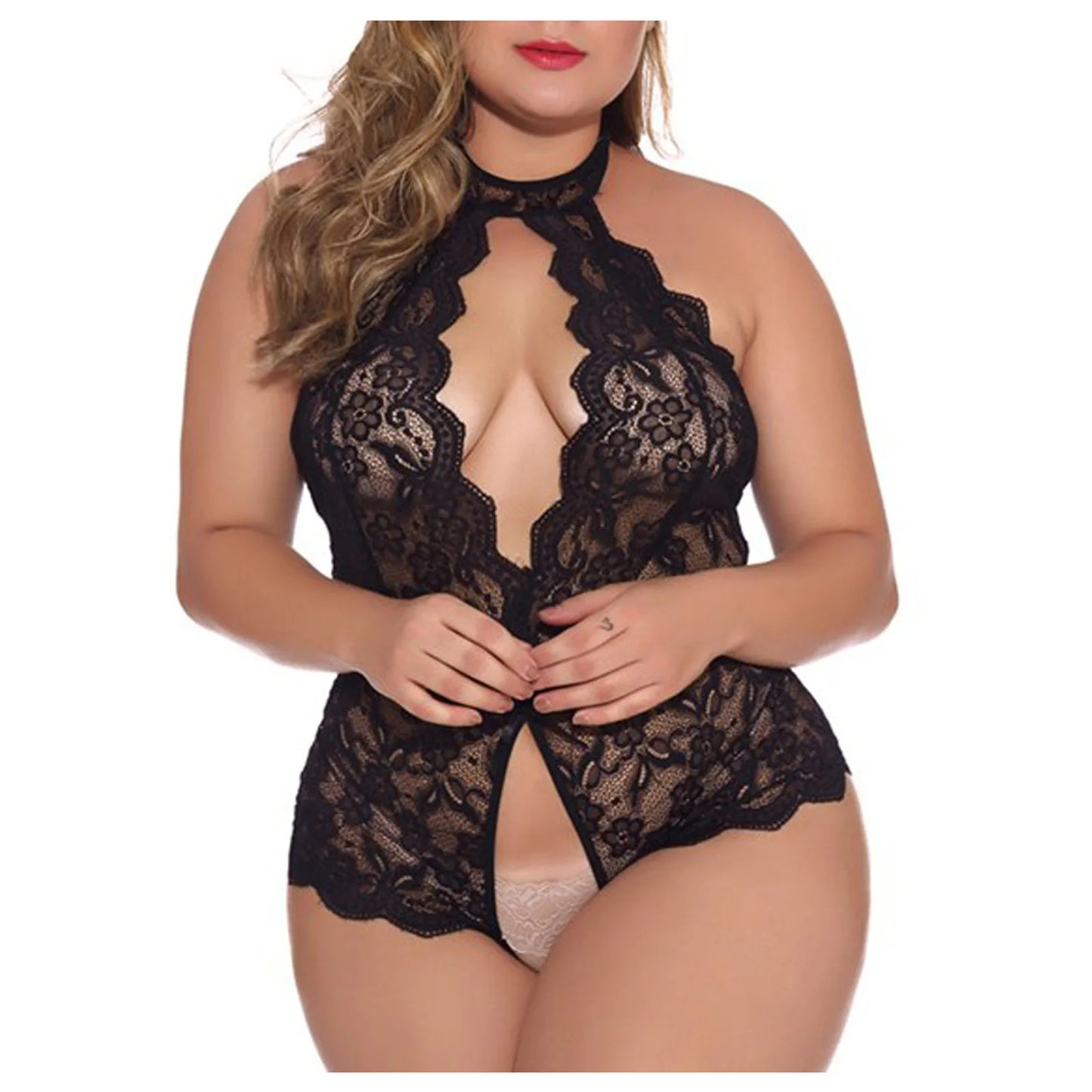 Plus Size Sexy Bodysuit Women Lingerie Loungewear Erotic Lingerie Bodysuit Ruffle 5XL Backless Bodysuit Exotic Clothing