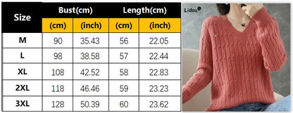 Autumn Winter Temperament Female Solid Color Knitted Tops 2023 Fashion V-Neck All-match Long Sleeve Sweaters Women's Clothing