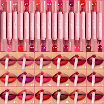 DUNUF Lipstick Pencil Waterproof Sexy Red Nude Purple Matte Tint Lipstick Lasting Lip liner Pen Longlasting Makeup Cosmetic