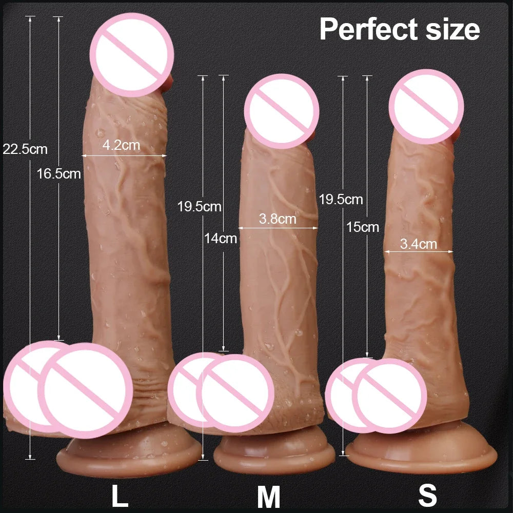 22.5cm Realistic Dildo Cock for Women Anal Sex Toys Huge Big Fake Penis with Suction Cup Flexible G-spot Curved Shaft and Ball