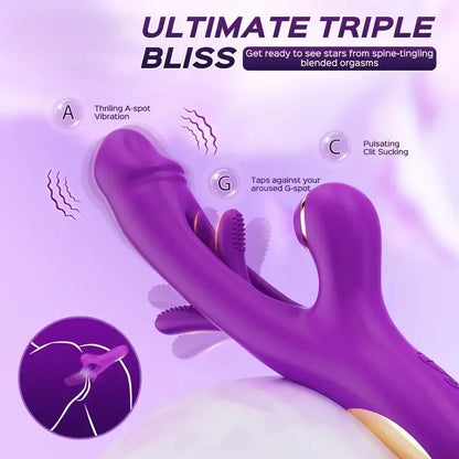 3-IN-1 Rabbit Vibrator Powerful Sucking Licking Nipples Clitoral Stimulator Massager Female G-Spot Finger Dildo Adult Sex Toys