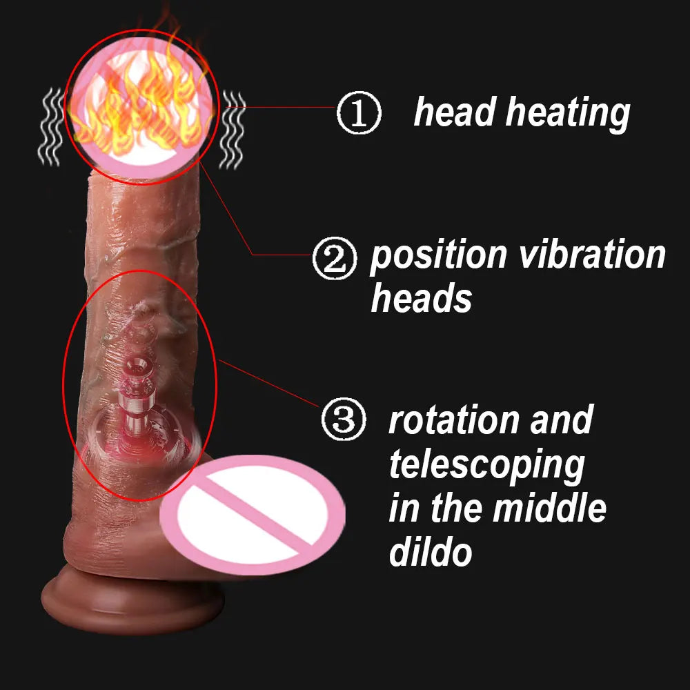 Automatic Thrusting Realistic Telescopic Dildo Remote Control Heating Rotating Machine Funny Adult Sex Toys Vibrator For Women