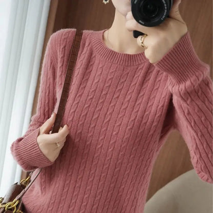 Autumn Winter Temperament Female Solid Color Knitted Tops 2023 Fashion V-Neck All-match Long Sleeve Sweaters Women's Clothing