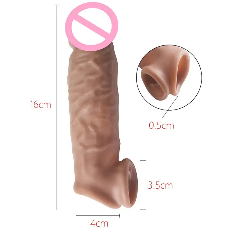 Reusable Penis Enlargement Male Cock Time Sex Toys For Men Organ Chastity Silicone Condoms Penis Extension Ring Sleeve