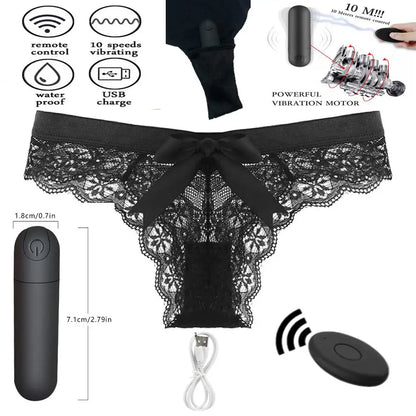 Lace Underwear Wireless Remote Vibrator Masturbator Powerful Panty Sex Toys for Women Clitoris Stimulation Invisible Vibrators