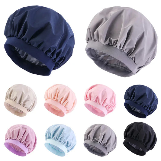 Women Waterproof Bath Hat Elastic Shower Hair Covers Bathing Caps Beanie Beauty Perm Cap Dustproof Hair Cap Bathroom Accessories