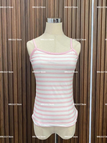 2024 Y2k Tanks Fashion Striped Sweet Vest Slim Fit Sleeveless Camis Summer Ropa Mujer Crop Tops Women Clothing Casual Sexy