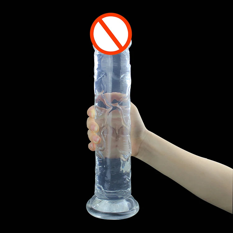 Big Crystal Jelly Realistic Clear Dildo Suction Cup Huge Transparent Penis Dick Anal Product Sex Toys For Woman Lesbian Adult