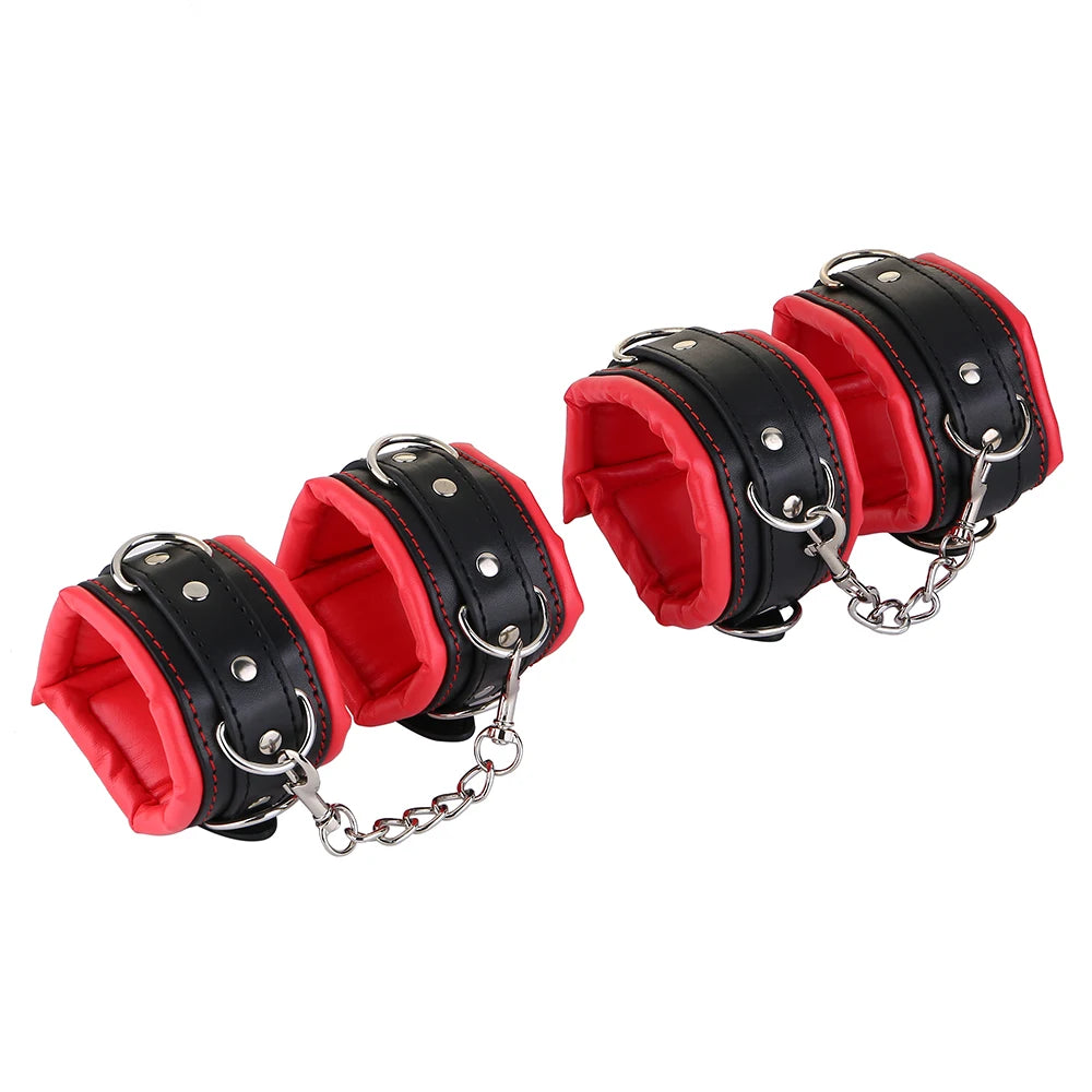 BDSM Bondage Set Stainless Steel Extend Spreader Bar Sex Slave Handcuffs Ankle Cuffs Fetish Restraints Adult Sex Toys for Couple