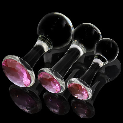 3 Sizes Transparent Glass Anal Plug Beginner Masturbator Vagina Stimulate Ball Anal Plug Dildo Vibrator Sex Toys for Woman Man