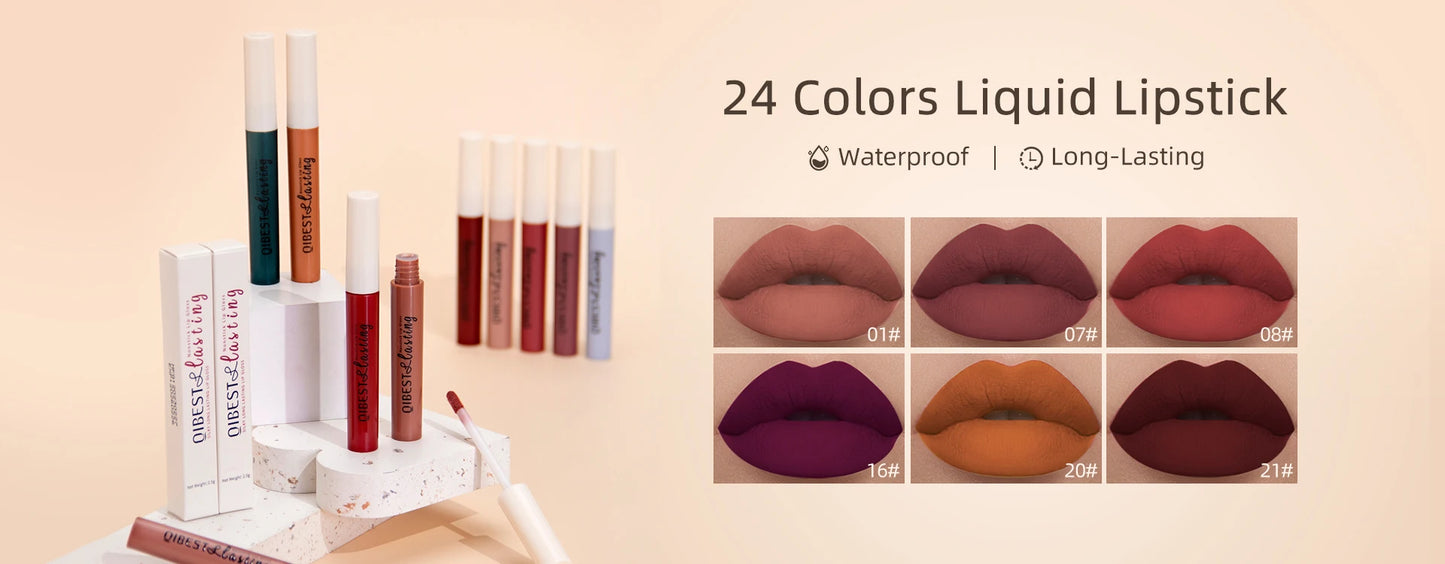 Matte Liquid Lipstick Waterproof Long Lasting Velvet Lip Gloss Tint Tube Matte Nude Pigment Red Black Makeup Cosmetics Lipsticks