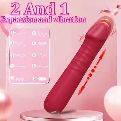 Telescopic G-Spot Vibrators for Women Dildo Clitoris Vagina Stimulator Thrusting Wand Female Masturbator Sex Machine for Adult