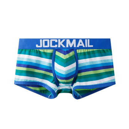 Jockmail Fashion Brand Sexy Underwear Men Boxer Rainbow Stripe Boxershorts Men Low-Rise Breathable Pouch Gay Calzoncillos Hombre