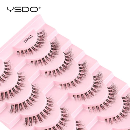 YSDO Natural False Eyelashes 3/6/10 Pairs Wispy Faux 3D Mink Lashes Reusable Fluffy Cat Fake Lashes Extension Makeup Tool Cílios