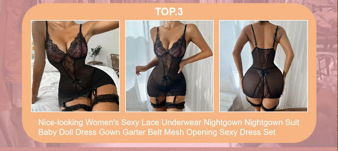 Sexual Woman Lingerie Horny Suit Women Back Night Outfit Women's Bodysuit Deep V lace dress Sexy Bras Erotic Costume Sex Clothes