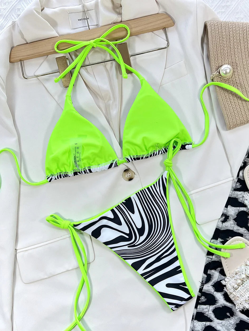 Sexy Leopard Micro Bikini 2023 Women Swimsuit Female Swimwear Thong Bikinis Sets Brazilian Halter Beach Wear Woman Bathing Suits