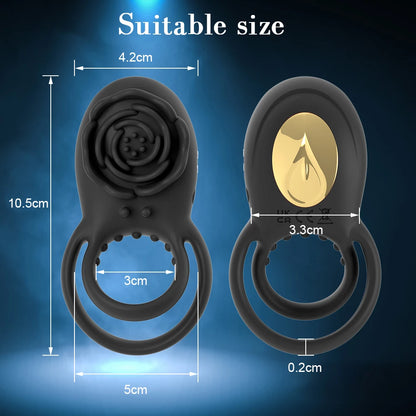 Cock Ring Vibrator for Men Wireless Remote Dual Penis Rings Harder Enhancer Clitoris G Spot Stimulator Rose Sex Toys for Couples