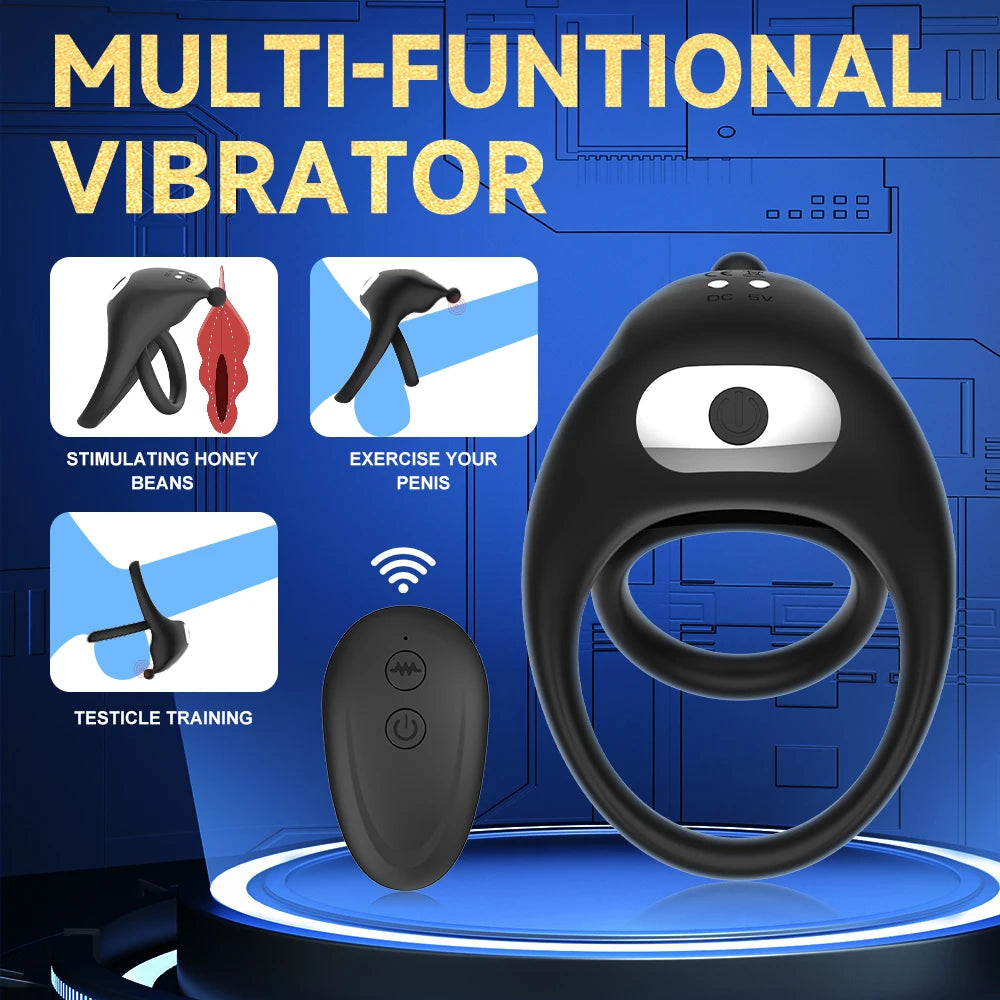 Wireless Remote Vibrating Cock Ring Clitoral Vibrator 10 Vibration Dual Penis Ring for Men G Spot Stimulator Sex Toy for Couples