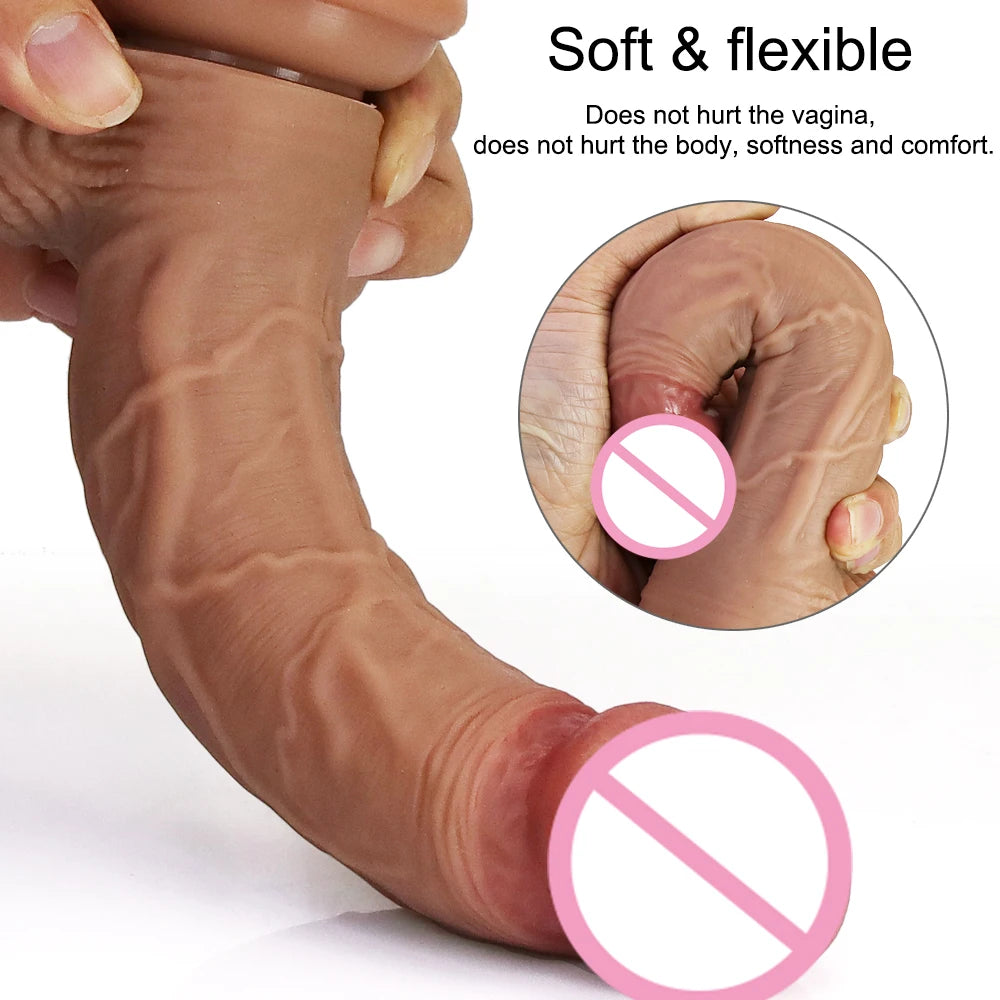 Soft Dildo Realistic Penis Adult Sexy Toys for Woman Men Vagina Anal Massage stimulator Silicone Layer Dildo with Suction Cup