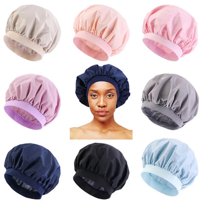 Women Waterproof Bath Hat Elastic Shower Hair Covers Bathing Caps Beanie Beauty Perm Cap Dustproof Hair Cap Bathroom Accessories