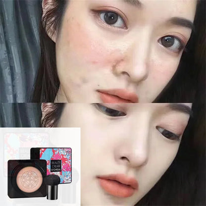 BB Cream Mushroom Head Air Cushion with Powder Puff Moisturizing Brightening Foundation Concealer CC Cream Base Makeup Cosmetics